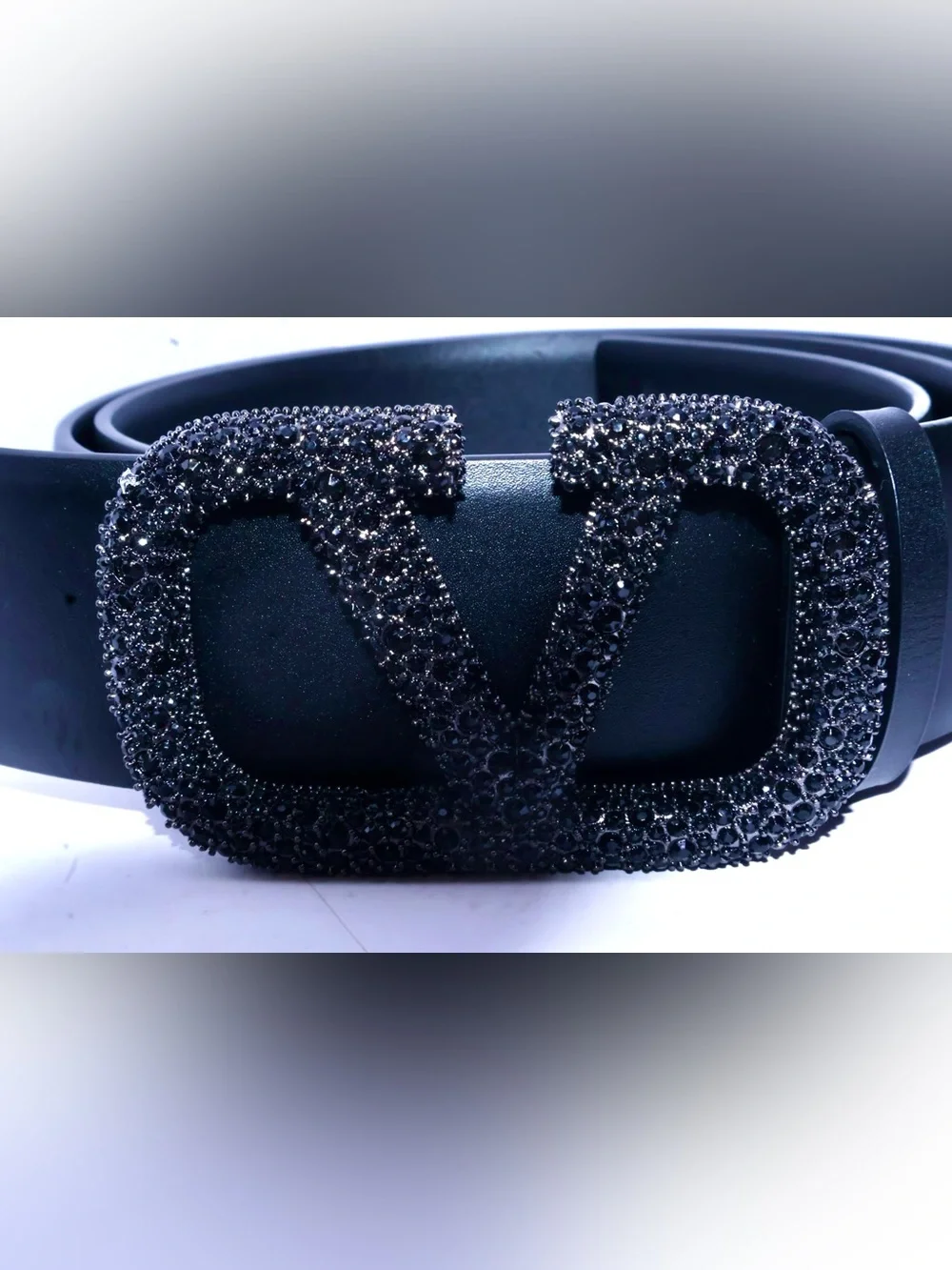 Valentino Black Crystal-Embellished V-Logo Sunglasses